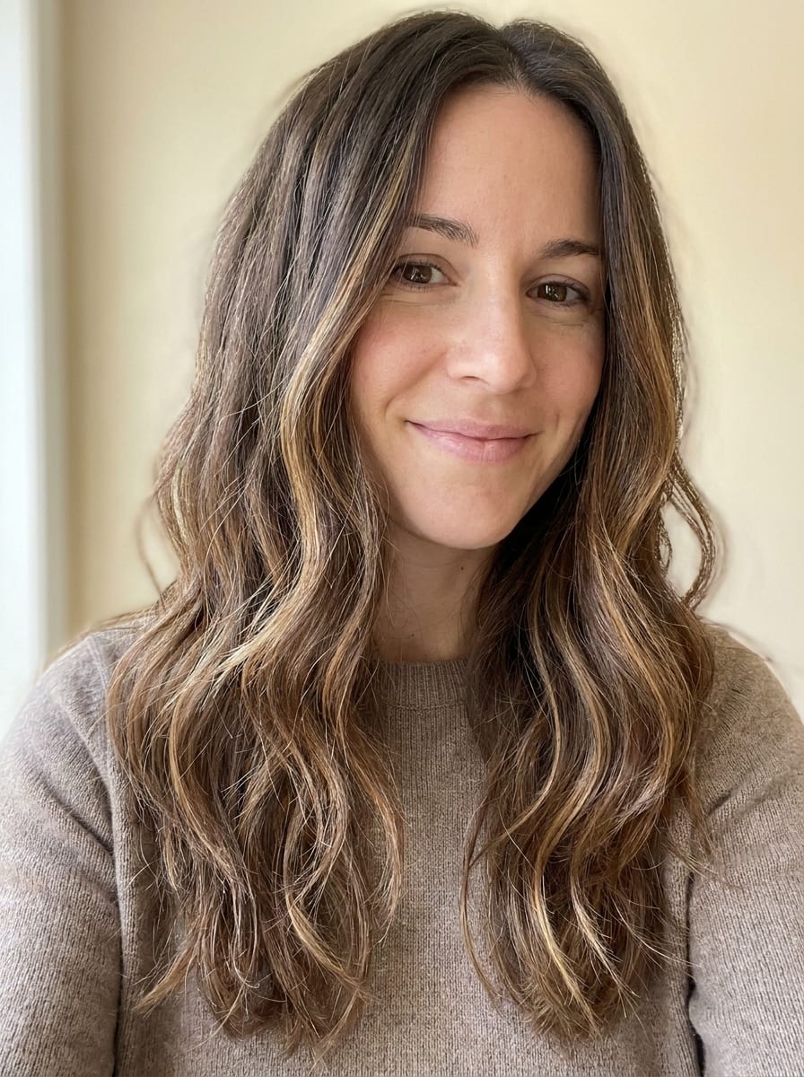 Karamell Haare bei langen Wellen - Karamell Haare Idee